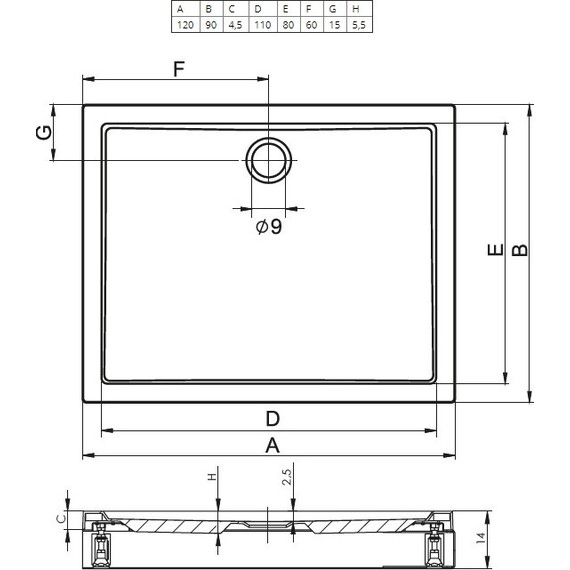 Акриловый поддон Riho Davos 255 120х90 см D002008005 - фото 2