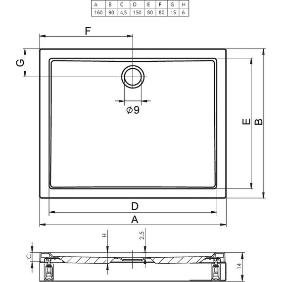 Акриловый поддон Riho Davos 259 160х90 см D002010005 - фото 2