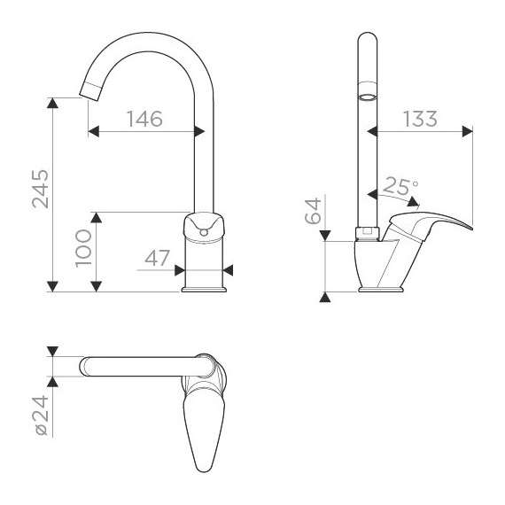 Смеситель для кухни Omoikiri Umi-BL 4994270, черный - фото 3