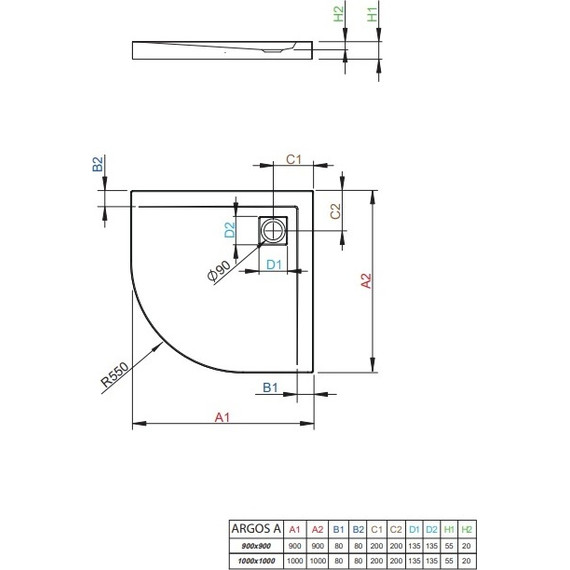 Поддон акриловый Radaway Argos A 100х100 см 4AA1010-01 - фото 2