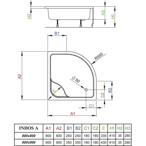 Поддон акриловый Radaway Indos A 90х90 см SIA9090-01 - фото 2