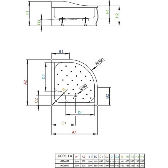 Поддон акриловый Radaway Korfu A900 90х90 см 4S99400-03 - фото 2