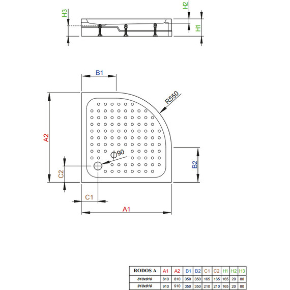 Поддон акриловый Radaway Rodos A800 Compact 80х80 см 4P88155-03 - фото 2