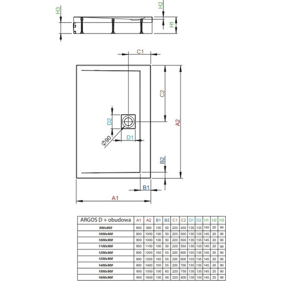 Поддон акриловый Radaway Argos D 110х90 см 4ADN911-02 - фото 2