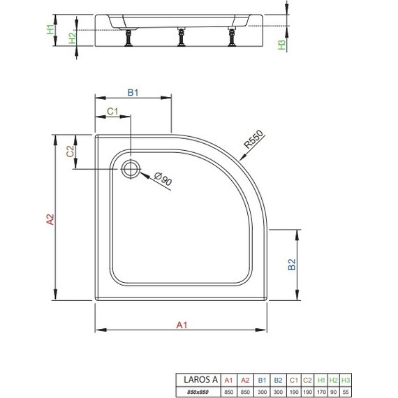 Поддон акриловый Radaway Laros A850 Compact 85х85 см SLA8585-01 - фото 2