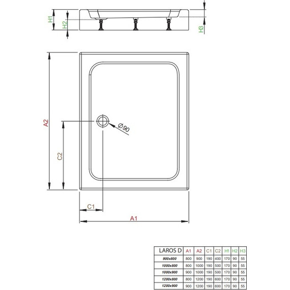 Поддон акриловый Radaway Laros D Compact 100х90 см SLD91017-01 - фото 2