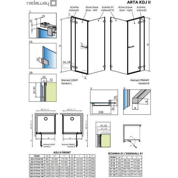 Душевое ограждение Radaway Arta KDJ II + S1 90х70 см L/R, хром/прозрачное - фото 3