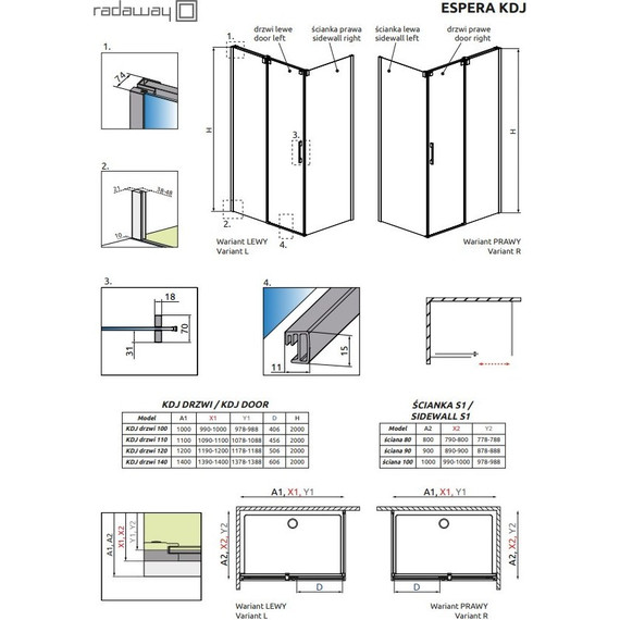 Душевое ограждение Radaway Espera KDJ 110х80 см L/R, хром/прозрачное - фото 4