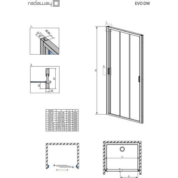 Душевая дверь Radaway Evo DW 85 см хром/прозрачное - фото 3