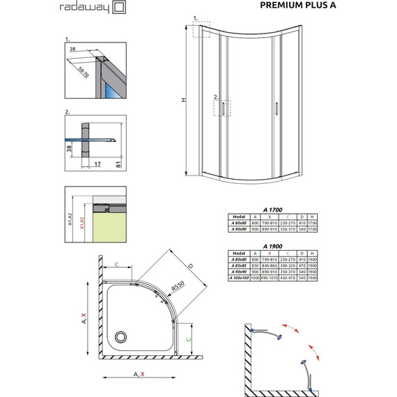 Душевое ограждение Radaway Premium Plus A 90х90х190 см, хром/матовое - фото 4