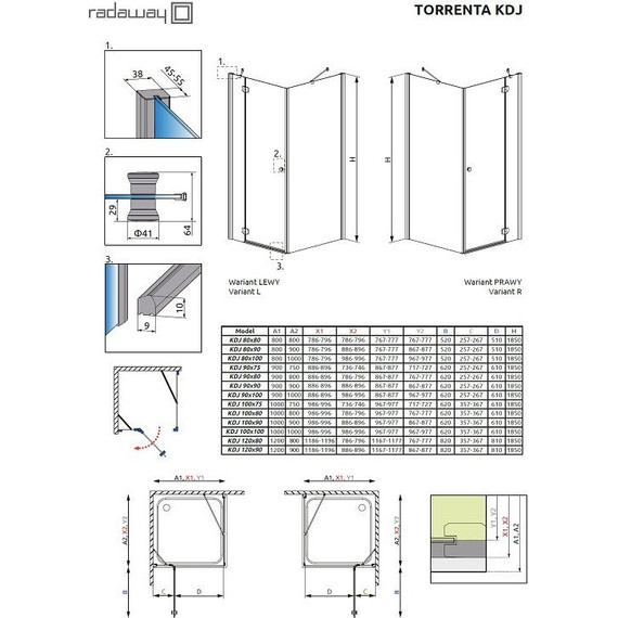 Душевое ограждение Radaway Torrenta KDJ 90х90 см L/R, хром/прозрачное - фото 3