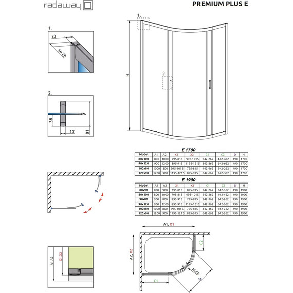 Душевое ограждение Radaway Premium Plus E 90х80х190 см, хром/прозрачное - фото 3