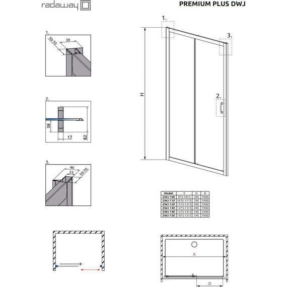 Душевая дверь Radaway Premium Plus DWD 180х190 см, хром/прозрачное - фото 3