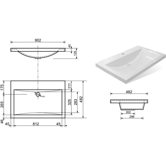 Раковина врезная на столешницу Эстет Монако 90 см ФР-00002610 - фото 2