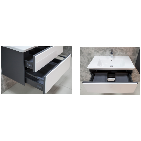 Тумба подвесная с раковиной Roca Ronda 60 см ZRU9302963, белый глянец/антрацит - фото 5