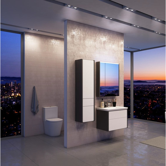 Пенал подвесной ROCA Ronda 32 см левый ZRU9302966, белый глянец/антрацит - фото 9