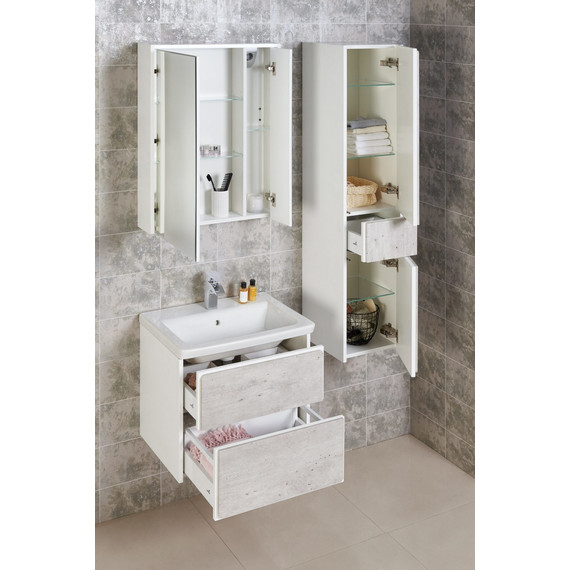 Тумба подвесная с раковиной Roca Ronda 80 см ZRU9303004, бетон/белый глянец - фото 5