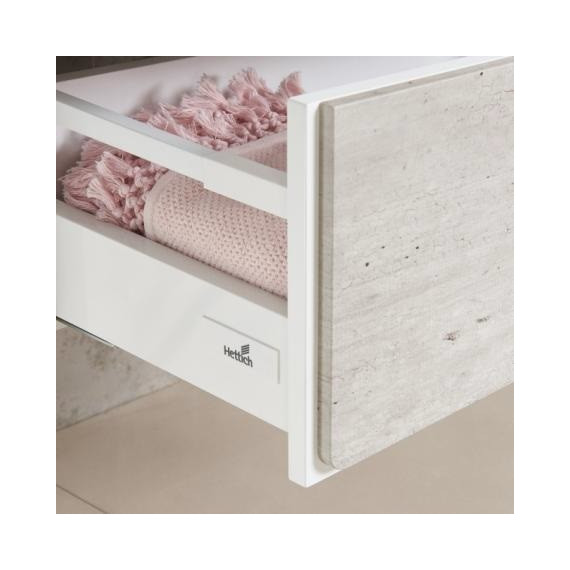 Тумба подвесная с раковиной Roca Ronda 80 см ZRU9303004, бетон/белый глянец - фото 7