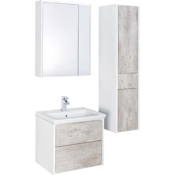 Пенал подвесной ROCA Ronda 32 см правый ZRU9303006, бетон/белый глянец - фото 9