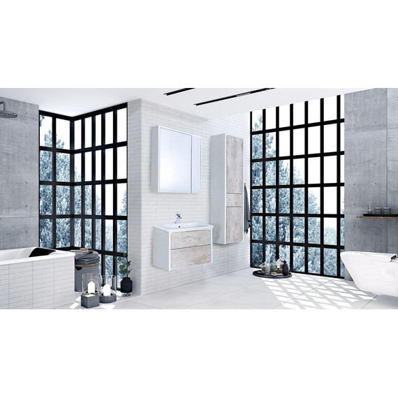 Зеркальный шкаф ROCA Ronda 70 см ZRU9303008, бетон/белый глянец - фото 4