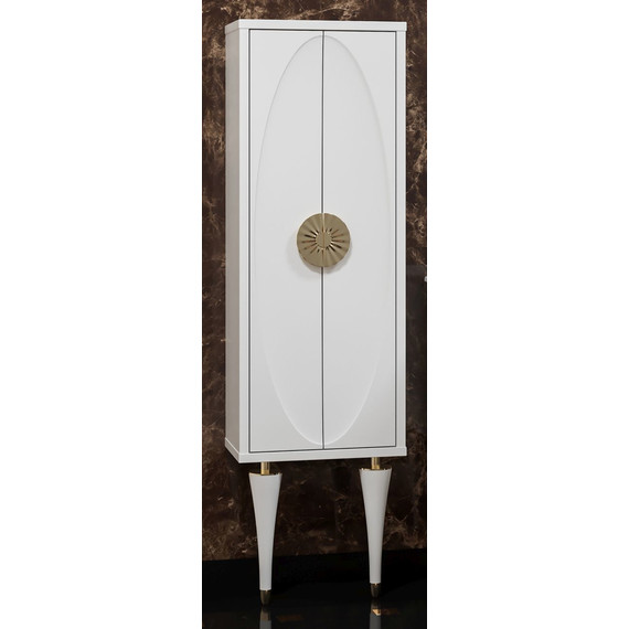 Пенал напольный Smile Ибица 45 см, белый/золото - фото 