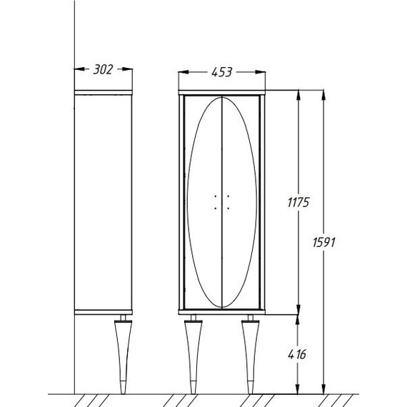 Пенал напольный Smile Ибица 45 см, белый/золото - фото 4