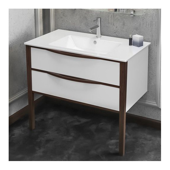 Тумба напольная с раковиной Smile Риголетто 90 см, 2 ящика, белый - фото 