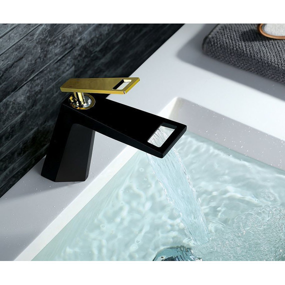 Смеситель для раковины Bronze de Luxe Quadro A919B, черный/золото - фото 3