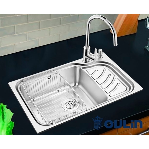 Кухонная мойка Oulin OL-327L 1 мм, нержавеющая сталь - фото 5