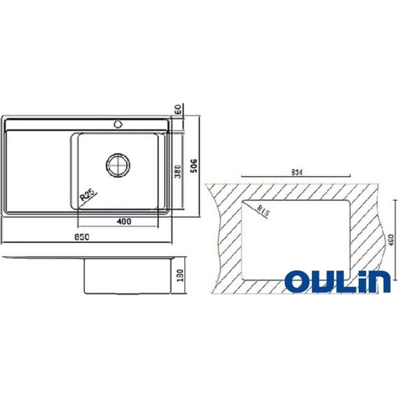 Кухонная мойка Oulin OL-S6101 1,2 мм, нержавеющая сталь - фото 6