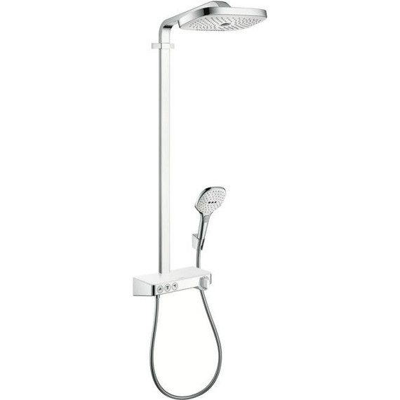 Душевая стойка с термостатом Hansgrohe Raindance Select E 300 Showerpipe 27127400, белый/хром - фото 