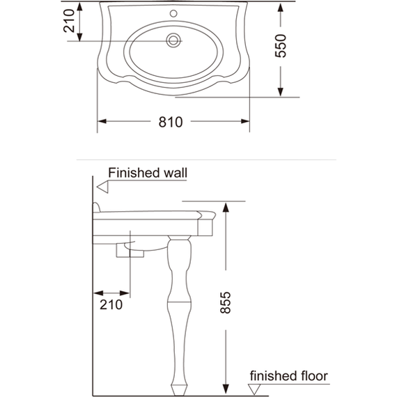 Раковина подвесная Creo Ceramique Orleans 81 см OR3300 - фото 2