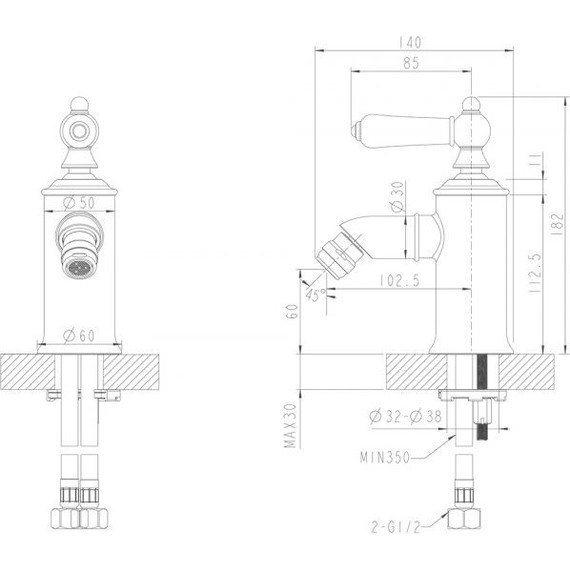Смеситель для биде Bravat Art F375109G, золото, Цвет производителя: золото - фото 2