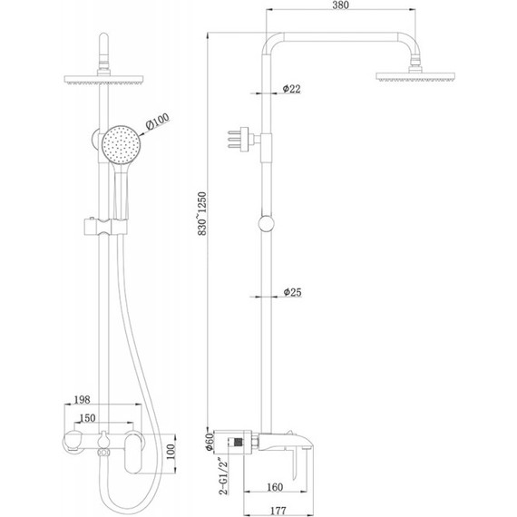 Душевая стойка Bravat Pure F6335369CP-A-RUS, хром - фото 5