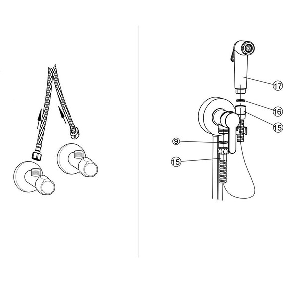 Набор для гигиенического душа Paini Aosta 92CR304KM (Наружный монтаж) - фото 3