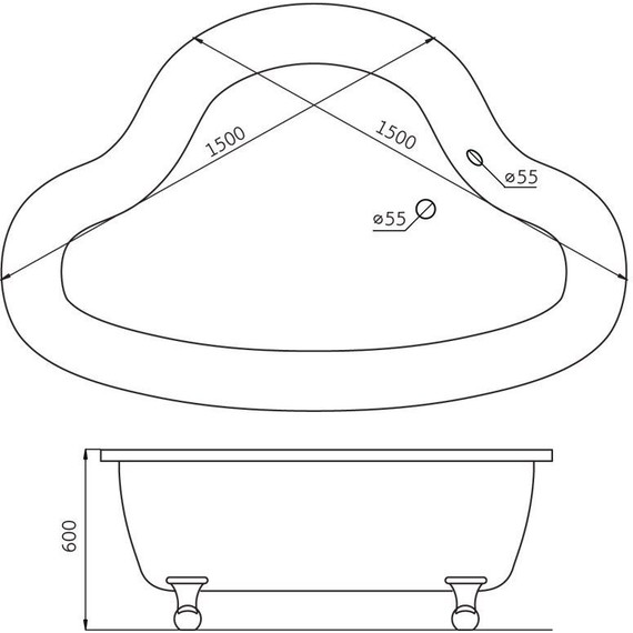 Ванна акриловая BelBagno BB07 150х150 см - фото 4