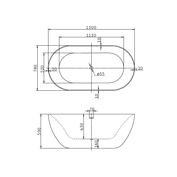 Ванна отдельностоящая BelBagno BB27 150х78 см - фото 3