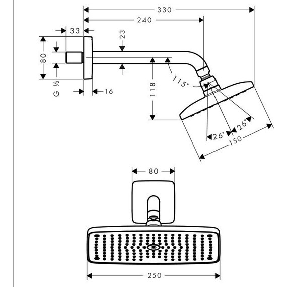 Верхний душ Hansgrohe Raindance E 240 AIR 1jet 27370000 - фото 2