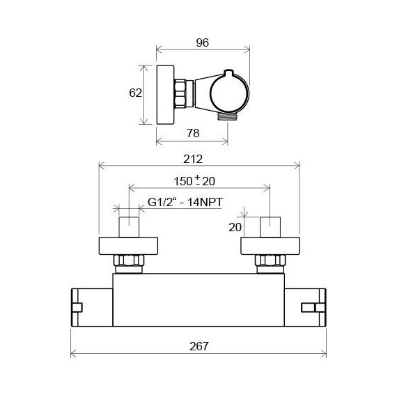 Смеситель для душа с термостатом Ravak Termo TE 072.00/150, X070051 - фото 3