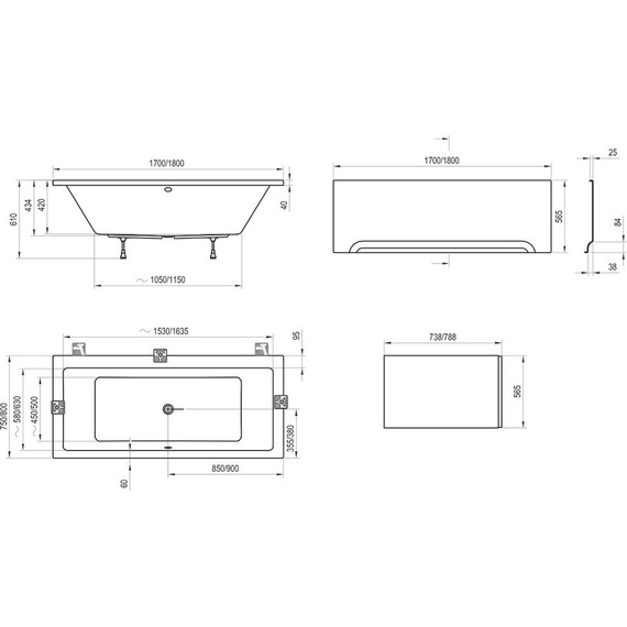 Ванна акриловая Ravak Formy 01 180х80 см C881000000 - фото 11