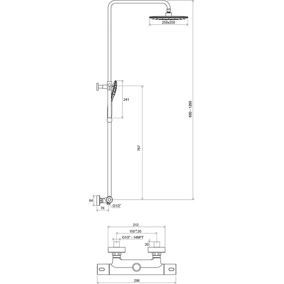 Душевая стойка с термостатом Ravak Termo TE 093.00/150 X070099 - фото 6