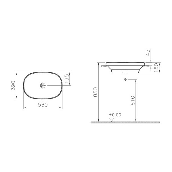 Раковина врезная на столешницу Vitra Frame 56х39 см 5652B403-0016 - фото 3