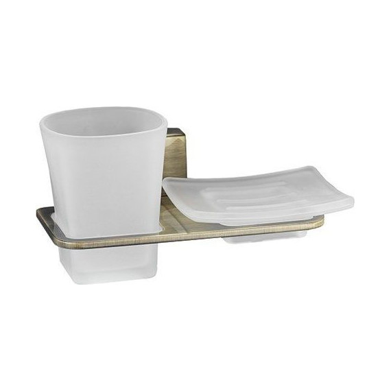 Стакан с мыльницей WasserKraft Exter K-5226, цвет светлая бронза - фото 