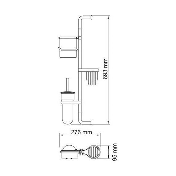 Стойка с держателем и ёршиком WasserKraft Ammer K-1448 - фото 4
