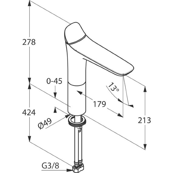 Смеситель для раковины высокий Kludi Ambienta 213 мм 532960575 - фото 5