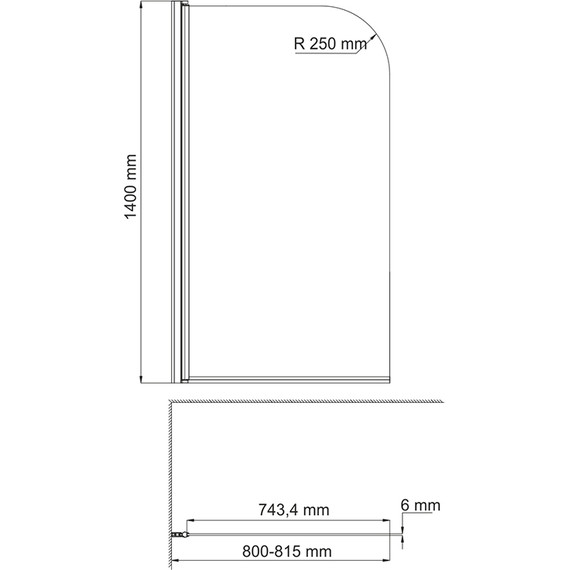 Шторка для ванны WasserKraft Leine 80 см 35P01-80WHITE, белый/прозрачное - фото 2