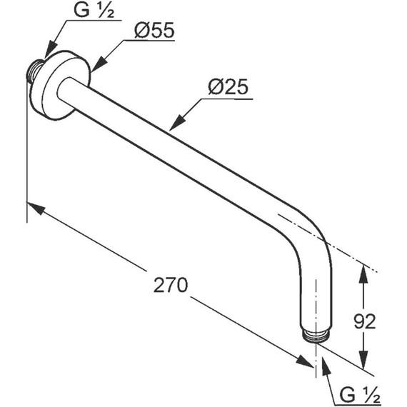 Кронштейн стеновой для верхнего душа Kludi A-QA 6651305-00, 250 мм - фото 2