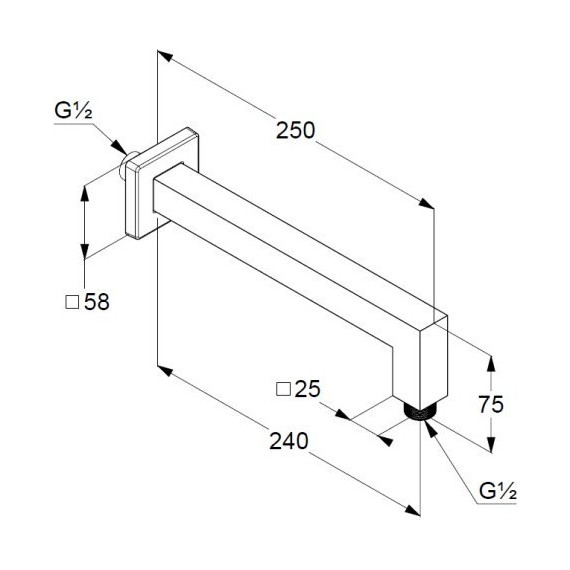 Кронштейн стеновой для верхнего душа Kludi A-QA 6654305-00, 250 мм - фото 2