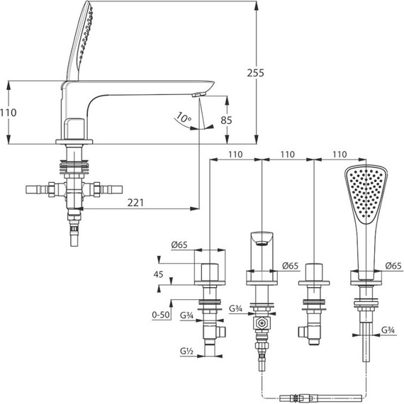 Смеситель для ванны Kludi Ameo 414240530 - фото 4