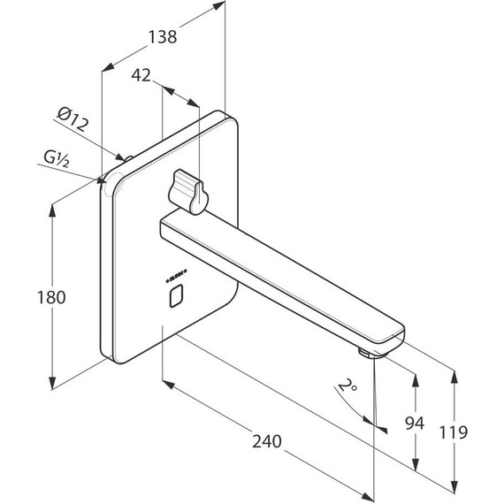 Смеситель для раковины настенный электронный Kludi Zenta 240 мм 3840005 - фото 5